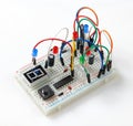 Circuit mounting plate with mounted electronic component, unit, part, radio equipment and digital microchip - DIY kit for learning