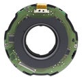 Circuit on ring of camera lens isolated Royalty Free Stock Photo