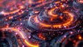 Intricate Neon Computer Circuit: Redshift Micro Details, generative ai