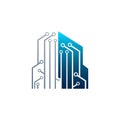 Circuit tech element. Electronics icon. Digital electronics logo