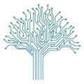 Circuit tree on white background. Technology design, Computer engineering hardware system. Royalty Free Stock Photo