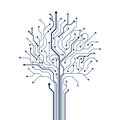 Circuit tree on white background. Technology design element. Computer engineering hardware system. Vector
