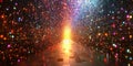 Circuitous Data Streams: Abstract Close-Up with Glowing Particles and Interwoven Layers