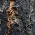 Circuitry Carved into a Burned Tree Bark, A Digital Imprint on Nature Royalty Free Stock Photo