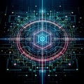 Circuitry Symphony depicts a futuristic, abstract design.
