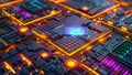 Vibrant Circuitry Symphony with Illuminated Electronic Pathways, generative ai