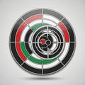 Circular abstract design featuring concentric rings in black, white, red, and green. The Royalty Free Stock Photo