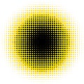 Abstract radial halftone pattern black and yellow dots on white image Royalty Free Stock Photo