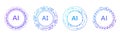 Circular AI logo with blue cybernetic elements for tech designs. Royalty Free Stock Photo