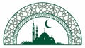 Circular Arch Window Mosque View, vector design Generative AI Royalty Free Stock Photo