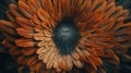 A Circular Arrangement of Vibrant Orange Feathers with a Dark Center Royalty Free Stock Photo