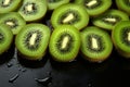 Circular array of kiwi slices, a vibrant fruit wheel