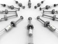 Circular array - multiple empty syringes Royalty Free Stock Photo