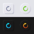 Circular arrow button icon, Reload button Icon set, Multicolor neumorphism button soft UI Design. Royalty Free Stock Photo