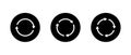 Circular arrow cycle icon set in black circle. System update and synchronization symbol. Reload, sync, and repeat arrows sign Royalty Free Stock Photo