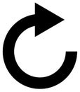 Circular arrow for cycle, loop, sync or rotation related icon