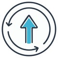 Circular arrow graphic with upward pointing arrow symbol representing growth and progress Royalty Free Stock Photo
