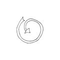 Circular arrow. Hand painted curved arrow.Spinning arrow on a white background Royalty Free Stock Photo