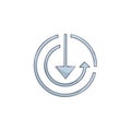 Circular arrow icon with downward pointing arrow representing refresh or loading Royalty Free Stock Photo