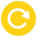 Circular arrow icon in yellow background, symbol for refresh, reload, or redo Royalty Free Stock Photo