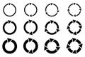 Circular arrow icons. Rotation cycle symbols. Black looped arrows. Refresh reload signs.