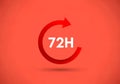 Circular arrow symbolizing 72 hours fast delivery business service or countdown timer Royalty Free Stock Photo