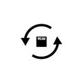 circular arrows in the circle of the packing box icon. Element of logistic for mobile concept and web apps. Icon for website desig