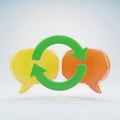 Circular arrows connecting two speech bubbles symbolizing communication Royalty Free Stock Photo
