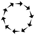 Circular arrows for cycle, repeat themes. Progress, process, procedure concept pointer design. Cyclical, spinning arrows