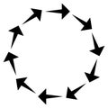 Circular arrows for cycle, repeat themes. Progress, process, procedure concept pointer design. Cyclical, spinning arrows