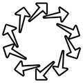 Circular arrows for cycle, repeat themes. Progress, process, procedure concept pointer design. Cyclical, spinning arrows