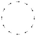 Circular arrows for cycle, repeat themes. Progress, process, procedure concept pointer design. Cyclical, spinning arrows