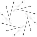 Circular arrows for cycle, repeat themes. Progress, process, procedure concept pointer design. Cyclical, spinning arrows