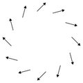 Circular arrows for cycle, repeat themes. Progress, process, procedure concept pointer design. Cyclical, spinning arrows