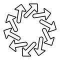 Circular arrows for cycle, repeat themes. Progress, process, procedure concept pointer design. Cyclical, spinning arrows