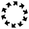 Circular arrows for cycle, repeat themes. Progress, process, procedure concept pointer design. Cyclical, spinning arrows