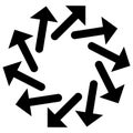 Circular arrows for cycle, repeat themes. Progress, process, procedure concept pointer design. Cyclical, spinning arrows