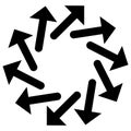 Circular arrows for cycle, repeat themes. Progress, process, procedure concept pointer design. Cyclical, spinning arrows