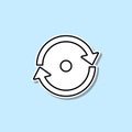 Circular arrows with a dot sticker icon. Simple thin line, outline vector of web icons for ui and ux, website or mobile Royalty Free Stock Photo