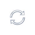 Circular arrows icon representing refresh, reload, and update. Continuous loop symbol for synchronization and recycling Royalty Free Stock Photo