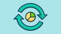 Circular arrows with pie chart, process cycle, and data flow vector design Generative AI Royalty Free Stock Photo