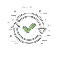Circular Arrows Rotating Around Check Mark Indicating Process Completion Approval Success Royalty Free Stock Photo