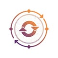 Circular Arrows Rotating Inside Circle with Gradient Colors Symbolizing Process or Cycle Flow Royalty Free Stock Photo
