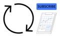 Subscription Renewal Concept with Arrows and Performance Chart Clipboard Royalty Free Stock Photo