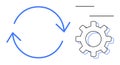 Circular Arrows and Gear Depicting Process Flow and System Management Royalty Free Stock Photo
