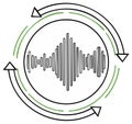 Circular Audio Waveform in a Loop with Rotating Green Arrows Vector Icon Royalty Free Stock Photo