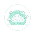 A circular background the central cloud contains circuit patterns Royalty Free Stock Photo