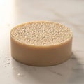Circular bar of soap with intricate, Royalty Free Stock Photo