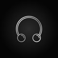 Circular barbells horseshoe silver linear vector icon