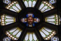 Circular beautiful religiously decorated windows of the Basilica of St Peter and St Paul at Vysehrad, Prague Royalty Free Stock Photo